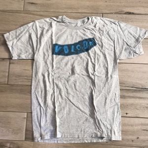 Volcom grey t shirt with Blue Logo